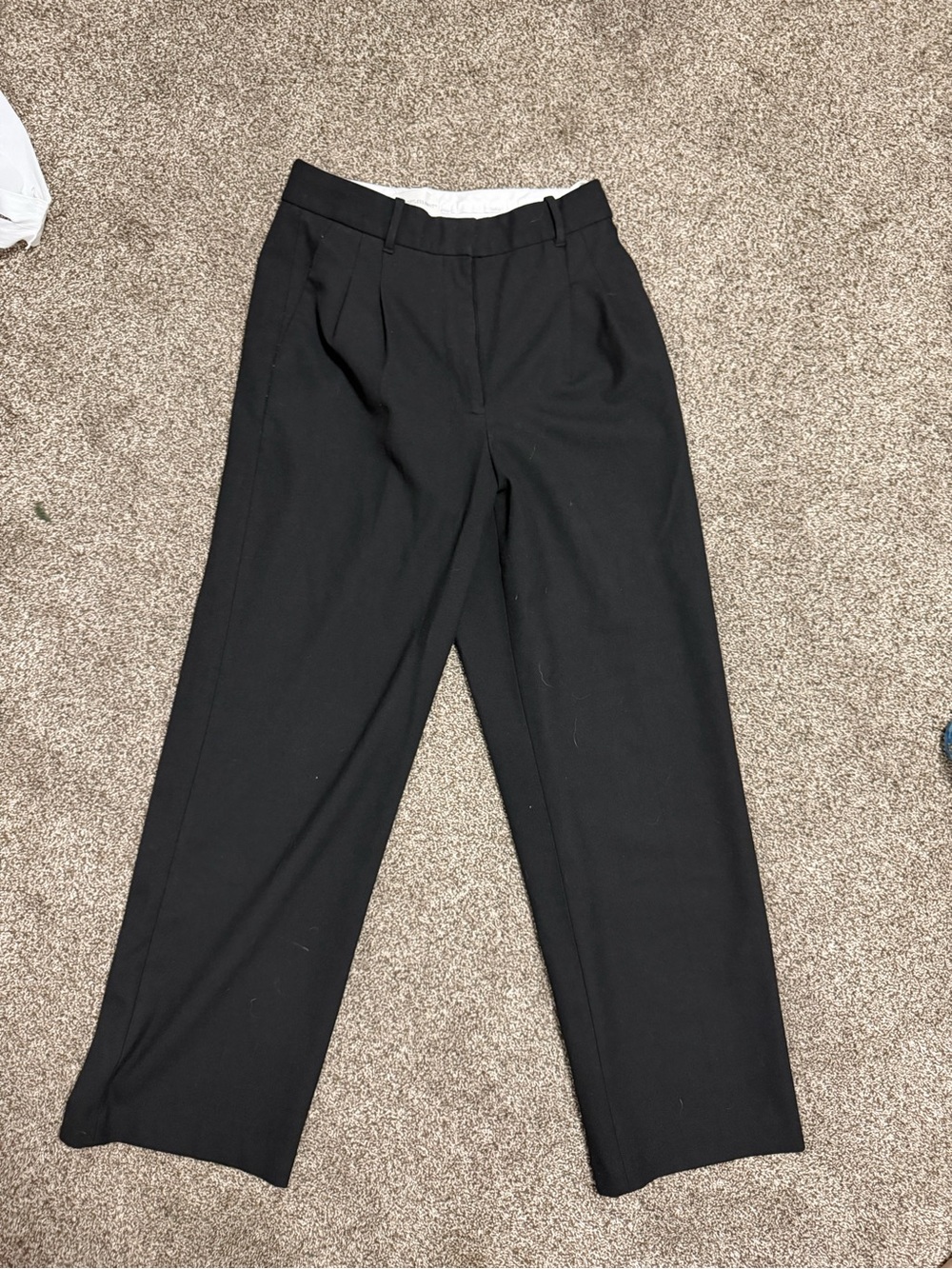 The Effortless Pant Wilfred Black Women's Pleated Straight-Leg Trousers Size 8